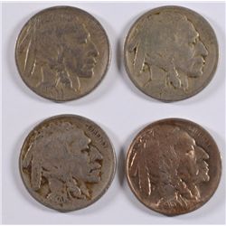 (4) BUFFALO NICKELS (13 I, 13-D I, 18, 20)