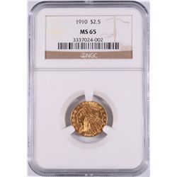 1910 $2.5 GOLD INDIAN NGC MS-65
