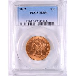 1882 $10 GOLD LIBERTY PCGS MS-64