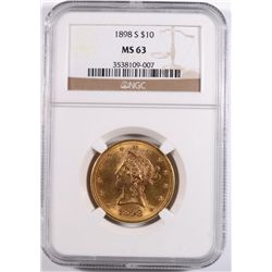 1898-S $10 GOLD LIBERTY NGC MS-63