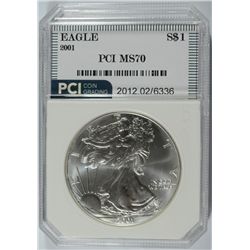 2001 AMERICAN SILVER EAGLE, PCI MS-70!   TRENDS $800.00