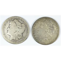 LOT OF (2) CIRCULATED MORGAN DOLLARS 1886-S, 1889