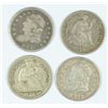 Image 1 : LOT OF (4) CAPPED BUST HALF DIMES AND SEATED DIMES
