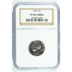 1963 JEFFERSON NICKEL NGC PF-68 CAMEO