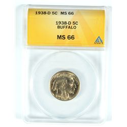 1938-D BUFFALO NICKEL ANACS MS-66