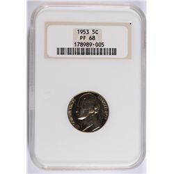 1953 JEFFERSON NICKEL NGC PF 68