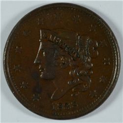 1838 LARGE CENT AU-58