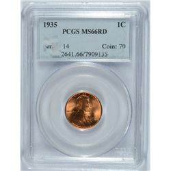 1935 LINCOLN CENT PCGS MS-66 RD