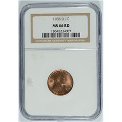 1936-D LINCOLN CENT NGC MS-66 RD