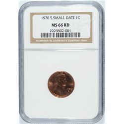 1970-S (SMALL DATE) LINCOLN CENT NGC MS-66 RD