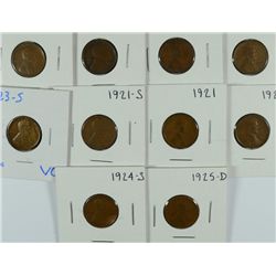 (10) LINCOLN CENTS (18-D, 18-S, 19-D, 19-S, 20-D, 21, 21-S, 23-S, 24-S, 25-D)