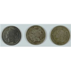 (3) THREE CENT NICKELS (65, 66, 68)