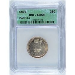 1893 ISABELLA COMMEN QUARTER ICG AU-58