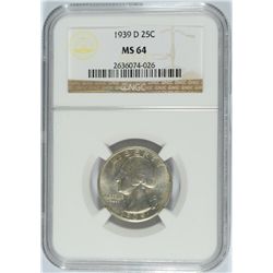 1939-D WASHINGTON QUARTER NGC MS-64