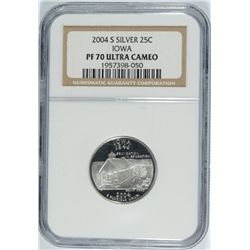 2004-S SILVER PROOF STATEHOOD QUARTER NGC PF-70 ULTRA CAMEO
