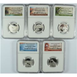 SET OF 2014 SILVER PROOF NATIONAL PARK QUARTERS NGC PF-69 UC