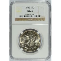 1946 WALKING LIBERTY HALF DOLLAR NGC MS-65