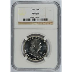 1951 PROOF FRANKLIN HALF DOLLAR NGC PF-66 STAR