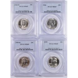 WASHINGTON QUARTER LOT: 1959 P&D  and 1960 P&D,. ALL PCGS MS-65