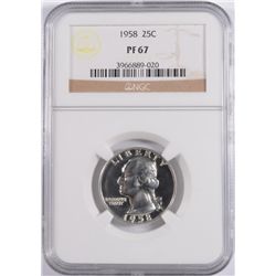 1958 WASHINGTON QUARTER, NGC PROOF-67