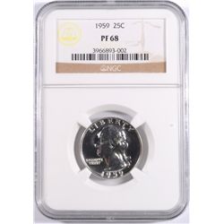 1959 WASHINGTON QUARTER, NGC PROOF-68