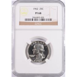 1962 WASHINGTON QUARTERS, NGC  PROOF-68