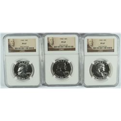 ( 3 ) 1960 FRANKLIN HALF DOLLAR, NGC PROOF-67