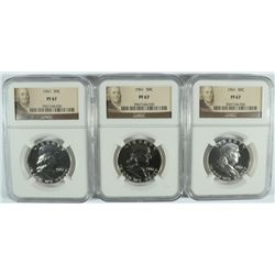( 3 ) 1961 FRANKLIN HALF DOLLAR, NGC PROOF-67