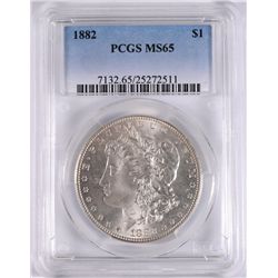 1882 MORGAN SILVER DOLLAR, PCGS MS-65 BLAST WHITE!