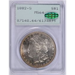 1882-S MORGAN SILVER DOLLAR, PCGS MS-64   CAC   COLOR ON REVERSE