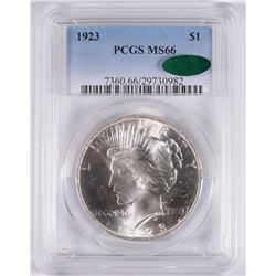1923 PEACE SILVER DOLLAR, PCGS MS-66 CAC  BLAST WHITE, RARE!!