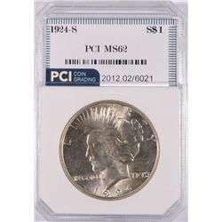 1924-S PEACE SILVER DOLLAR, PCI MS-62  NICE COIN!