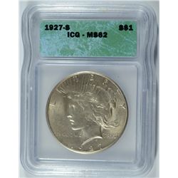 1927-S PEACE DOLLAR ICG MS62 NICE