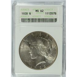 1928 PEACE DOLLAR ANACS MS62 RARE KEY DATE!