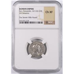 ANCIENT ROMAN SILVER DENARIUS, RULE OF SEV ALEXANDER, AD 222-235  NGC CHOICE-XF