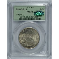 1936-D RHODE ISLAND COMMEN HALF DOLLAR PCGS MS-65 (CAC)