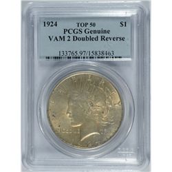 1924 PEACE DOLLAR PCGS GENUINE (VAM-2 DOUBLED REV)