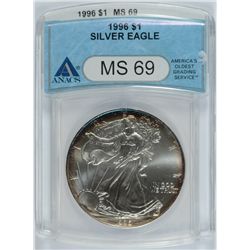 1996 SILVER AMERICAN EAGLE ANACS MS-69