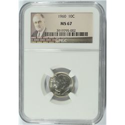 1960 ROOSEVELT DIME, NGC MS-67