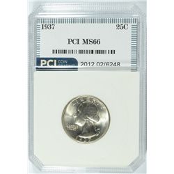 1937 WASHINGTON QUARTER, PCI MS-66