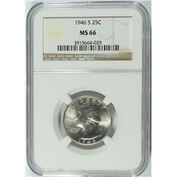 1946-S WASHINGTON QUARTER, NGC MS-66!