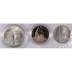 1986 UNC. LIBERTY COMMEM DOLLAR, ALSO A 1986 LIBERTY PROOF AND UNC HALF DOLLARS