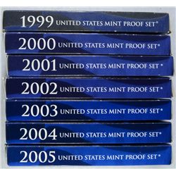 1999 THRU 2005 U.S. PROOF SETS IN NICE ORIGINAL PACKAGING