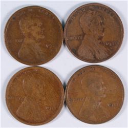 ( 4 ) 1911-S LINCOLN CENTS, G/VG