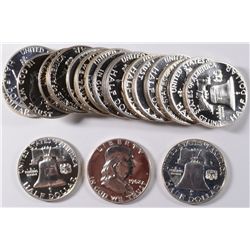LOT OF ( 22 ) GEM PROOF FRANKLIN HALF DOLLARS, DATED:  1957 TO 1963