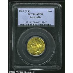 Victoria Gold Sovereign 1866 Sydney, KM4, AU58 PCGS. Important notice: We expect to be auctioning lo