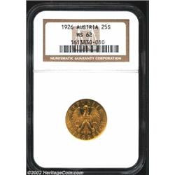 Republic Gold 25 Schilling 1926 KM2841. MS62 NGC. Important notice: We expect to be auctioning lots.