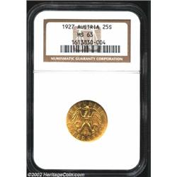 Republic Gold 25 Schilling 1927 KM2841. Scarcer date. MS63 NGC. Important notice: We expect to be au