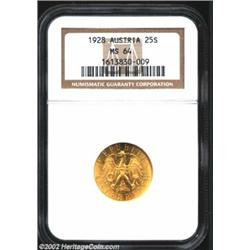 Republic Gold 25 Schilling 1928 KM2841. MS64 NGC. Important notice: We expect to be auctioning lots.