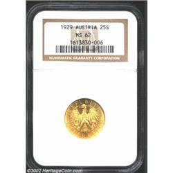 Republic Gold 25 Schilling 1929 KM2841. MS62 NGC. Important notice: We expect to be auctioning lots.